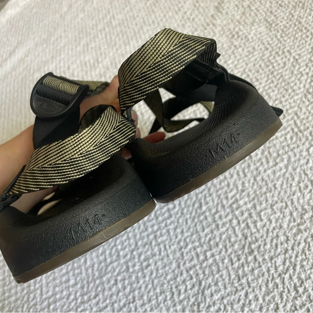 Chaco Mega Z Cloud Men's Wide Strap Outdoor Hiking Sandals Black Tan Size 14